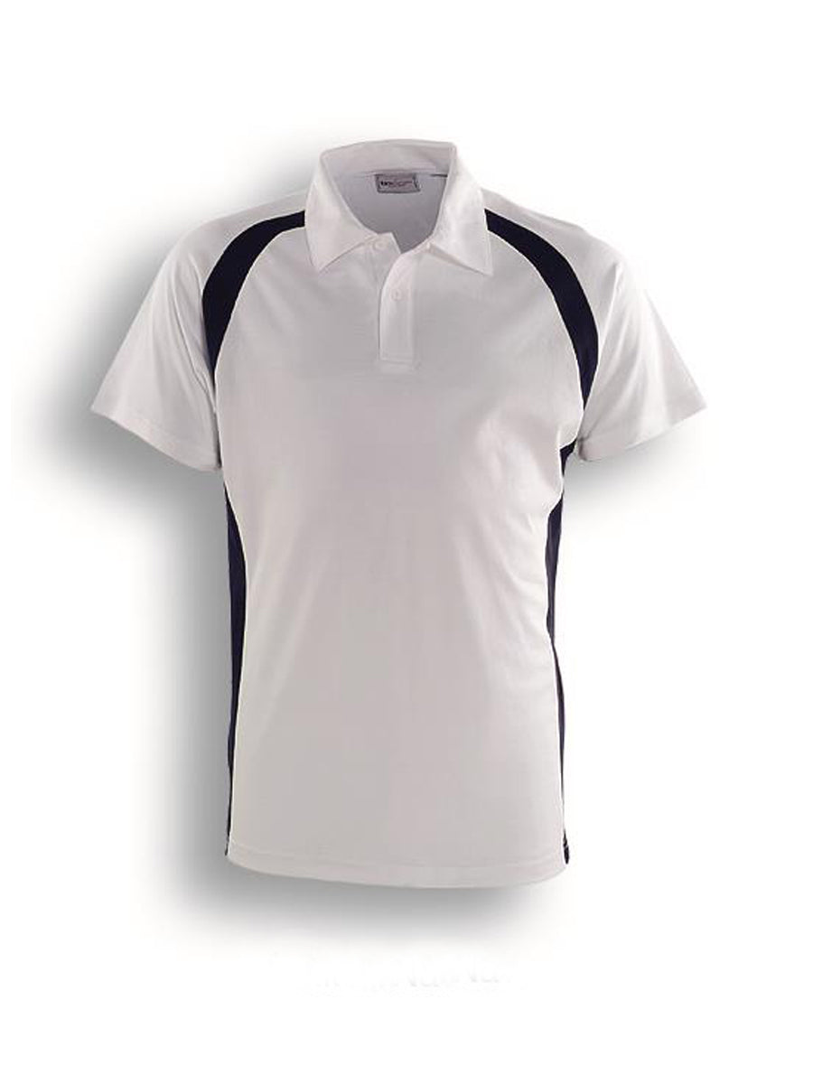 Team Essentials-Kids Short Sleeve Contrast Panel Polo in White/Navy