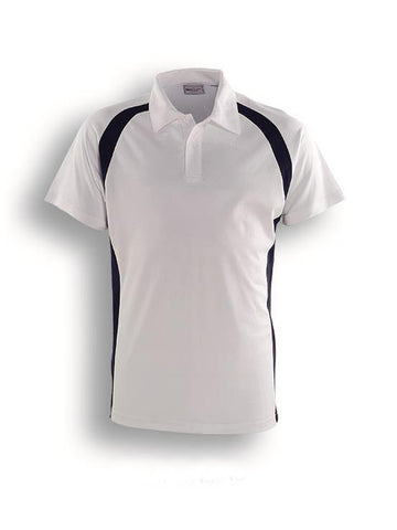 Team Essentials-Kids Short Sleeve Contrast Panel Polo in White/Navy