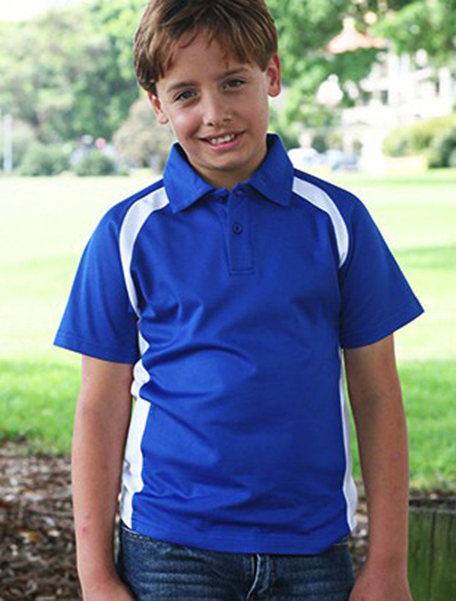 Team Essentials-Kids Short Sleeve Contrast Panel Polo, Bocini