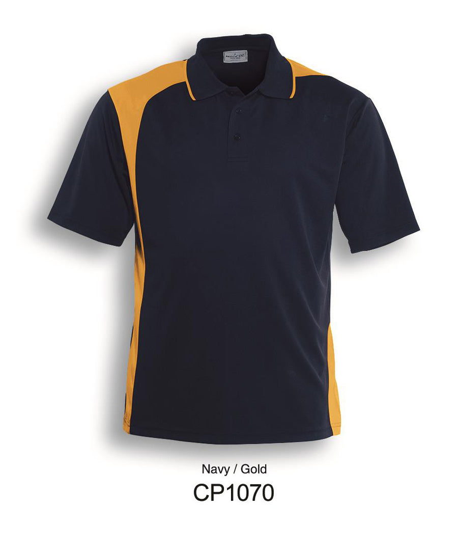 Unisex Adults Asymmetrical Polo in Navy/Gold