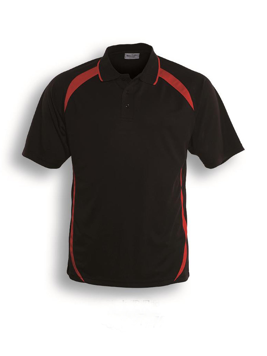 Unisex Adults Contrast Contour Polo in Black/Red