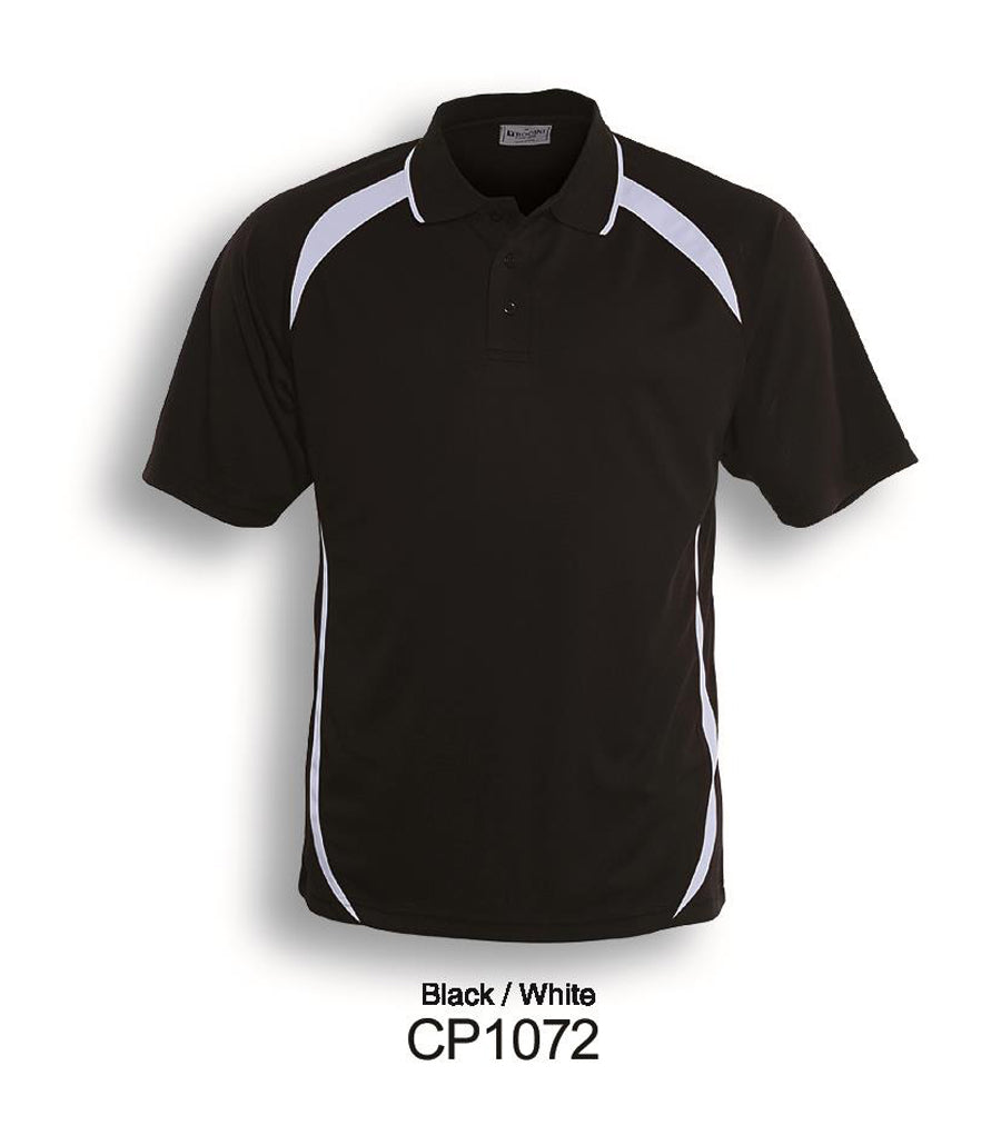 Unisex Adults Contrast Contour Polo in Black/White