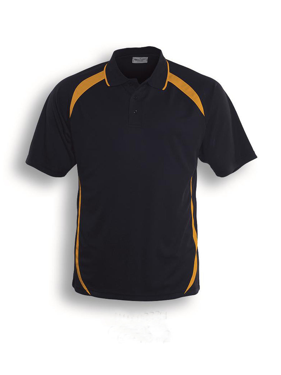 Unisex Adults Contrast Contour Polo in Navy/Gold