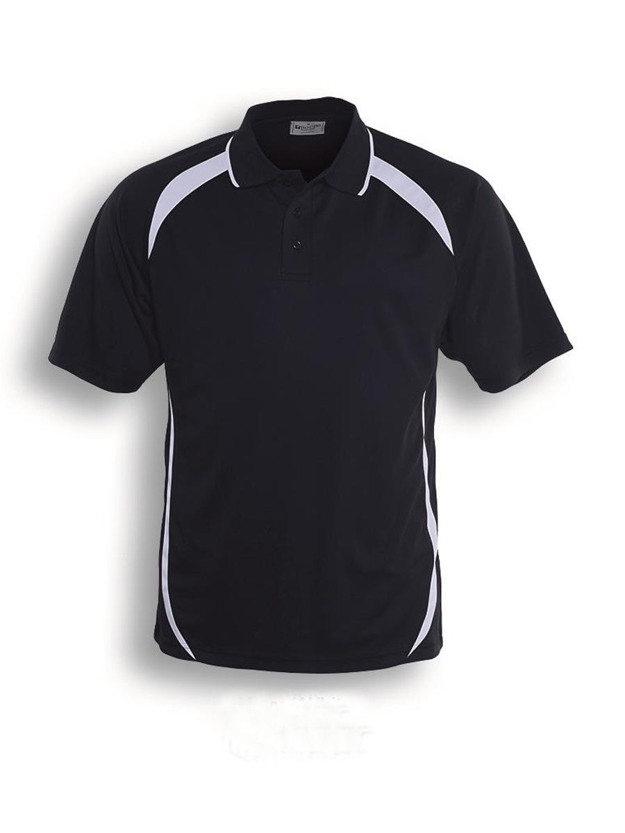 Unisex Adults Contrast Contour Polo in Navy/White
