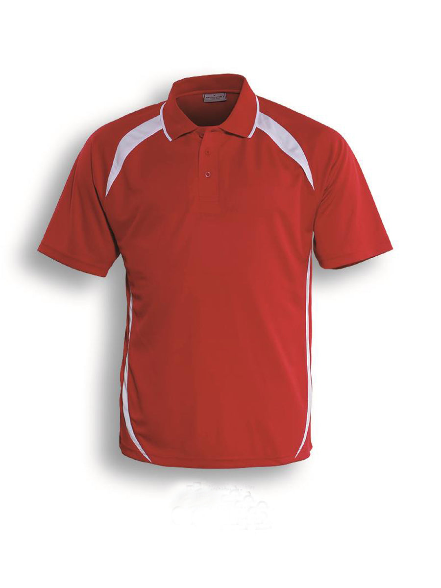 Unisex Adults Contrast Contour Polo in Red/White