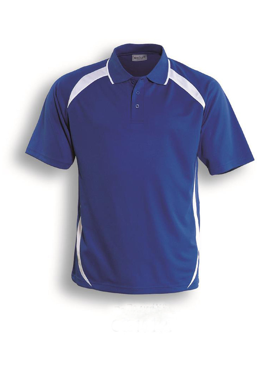 Unisex Adults Contrast Contour Polo in Royal/White