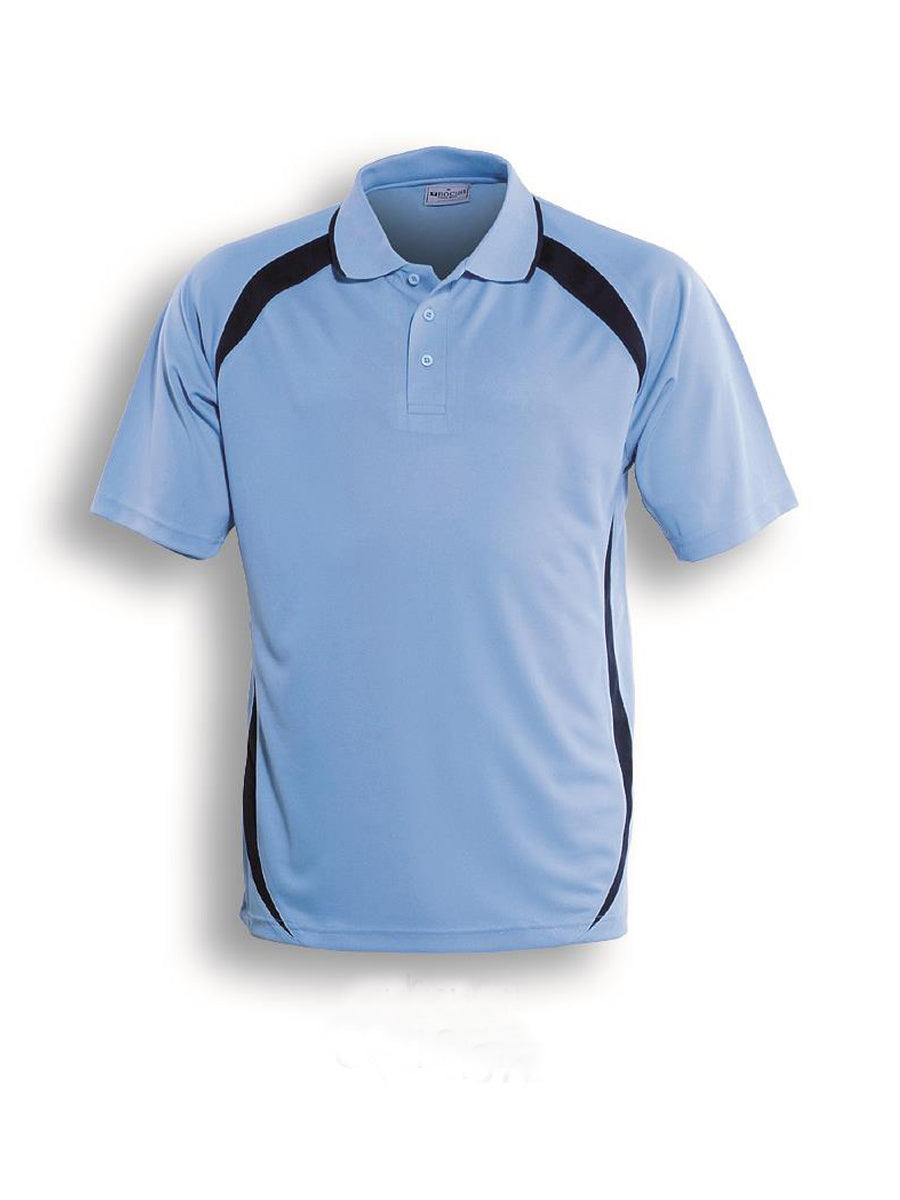 Unisex Adults Contrast Contour Polo in Sky Blue/Navy