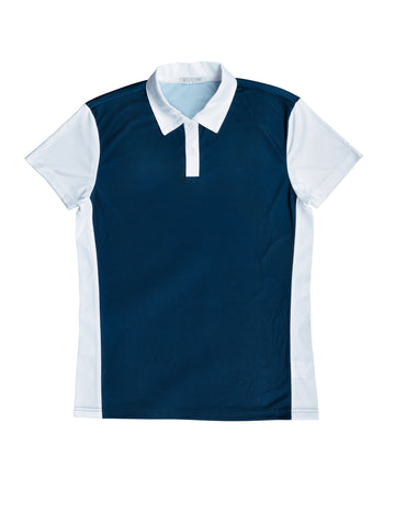 Ladies Sports Polo in Navy/White