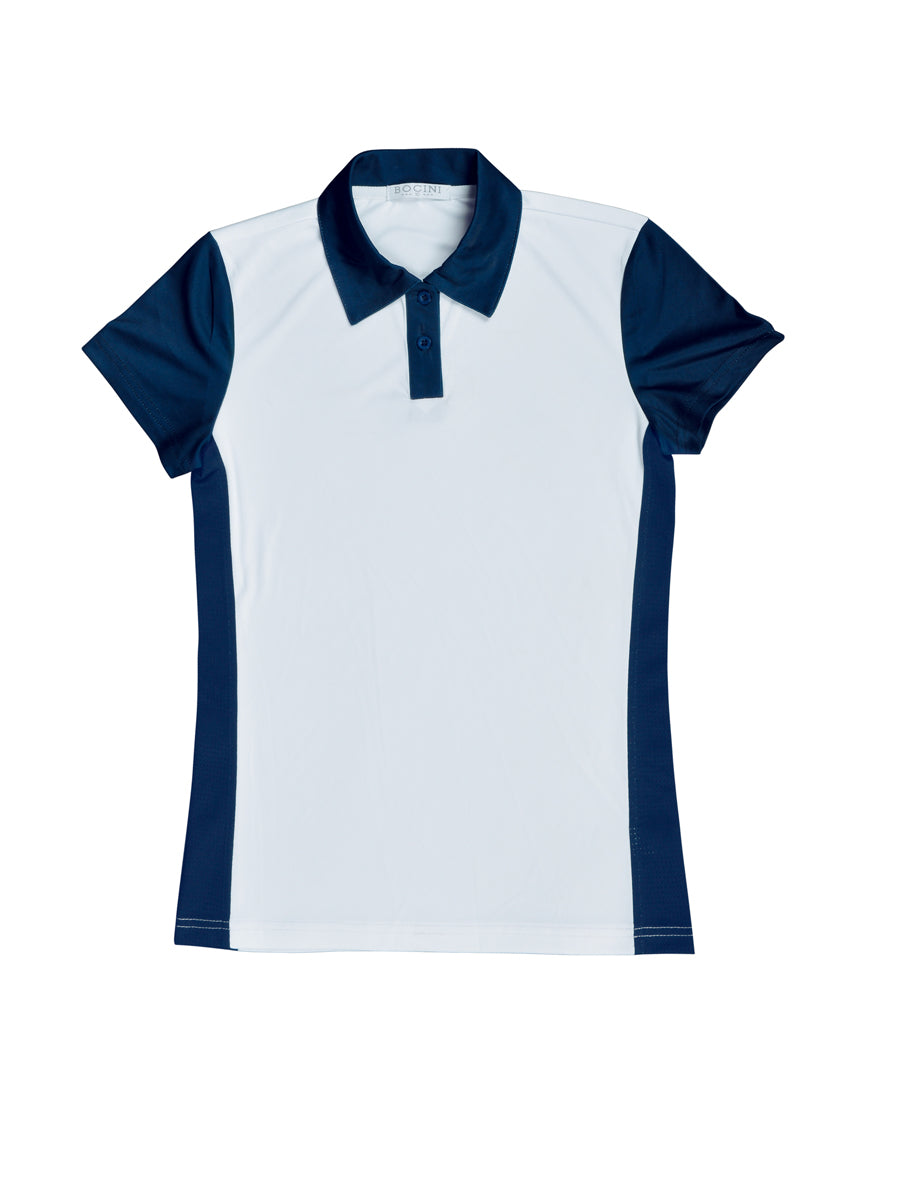 Ladies Sports Polo in White/Navy
