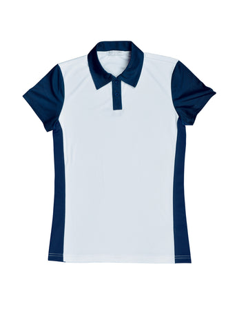 Ladies Sports Polo in White/Navy