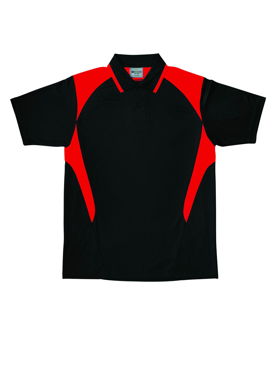 Unisex Adults Honey Comb Contrast Panel Polo in Black/Red