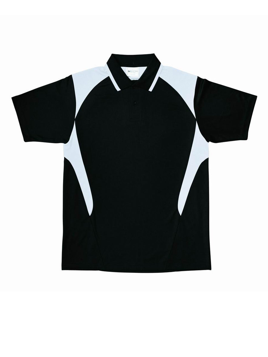 Unisex Adults Honey Comb Contrast Panel Polo in Black/White