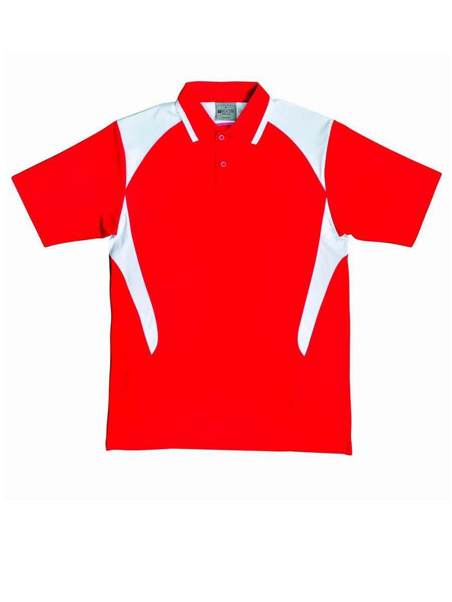Unisex Adults Honey Comb Contrast Panel Polo in Red/White