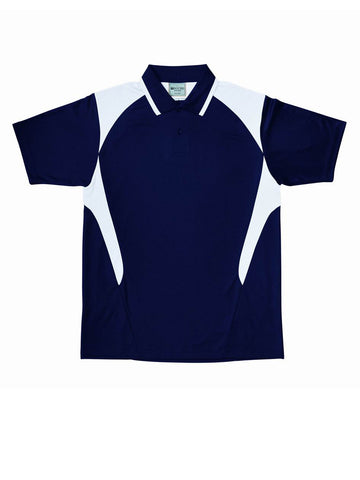 Kids Honey Comb Contrast Panel Polo in Navy/White
