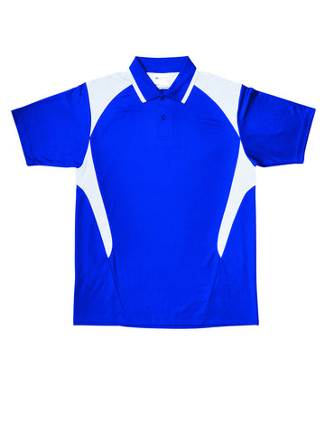 Kids Honey Comb Contrast Panel Polo in Royal/White