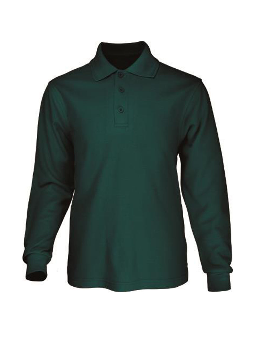 Kids Long Sleeve Basic Polo in Bottle Green