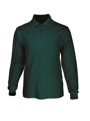Kids Long Sleeve Basic Polo in Bottle Green