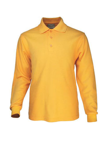 Kids Long Sleeve Basic Polo in Gold
