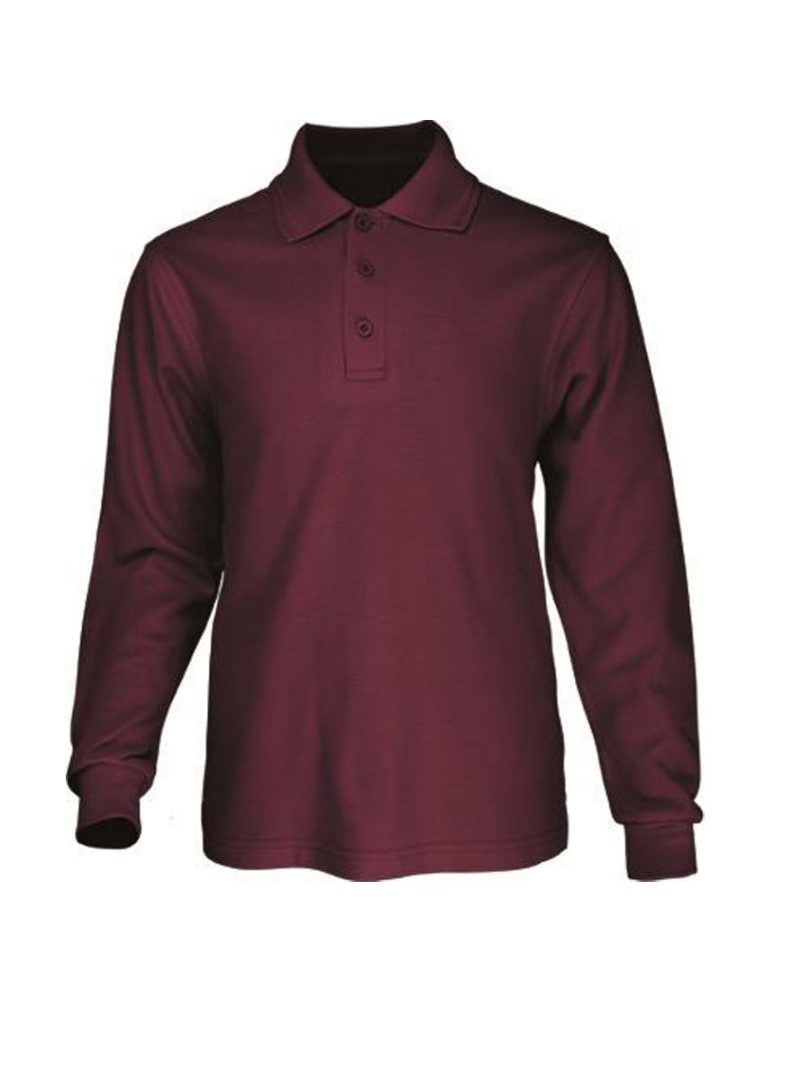 Kids Long Sleeve Basic Polo in Maroon