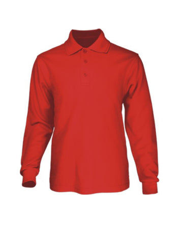 Kids Long Sleeve Basic Polo in Red