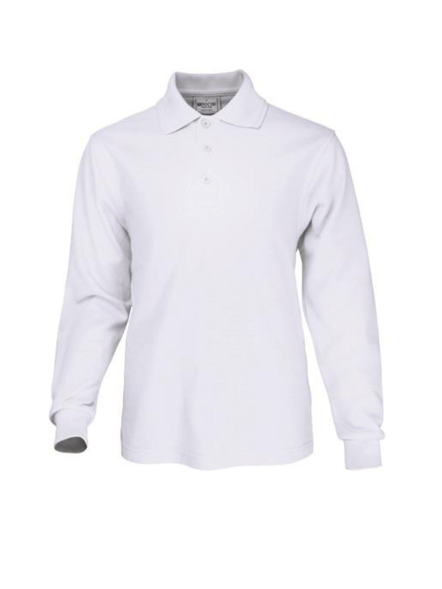 Kids Long Sleeve Basic Polo in White