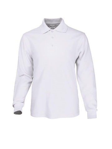 Kids Long Sleeve Basic Polo in White
