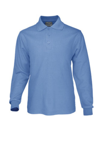 Kids Long Sleeve Basic Polo in Sky Blue