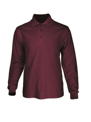 Mens Long Sleeve Basic Polo in Maroon