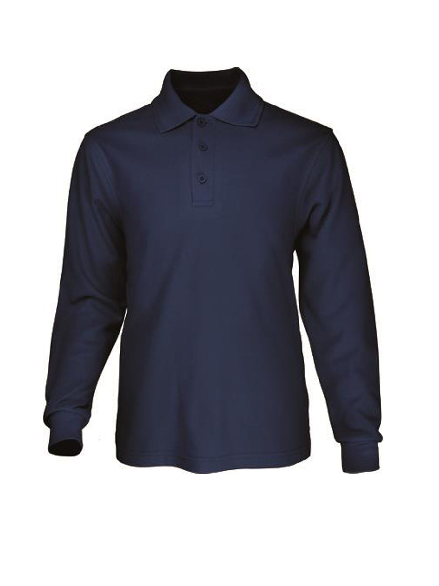 Mens Long Sleeve Basic Polo in Navy
