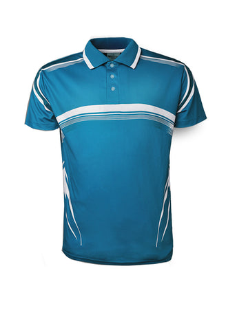 Unisex Adults Sublimated Gradated Polo in Cyan/White