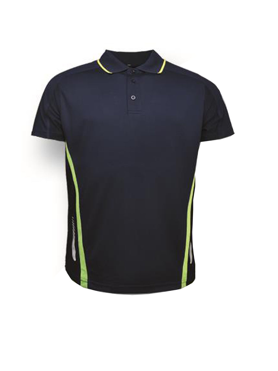 Unisex Adults Elite Sports Polo in Navy/Lime