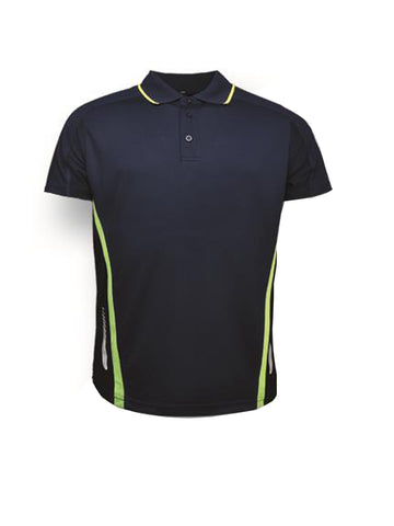 Unisex Adults Elite Sports Polo in Navy/Lime