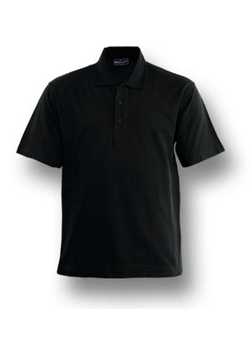 Plain Colour Poly Face Cotton Backing S/S Polo in Black