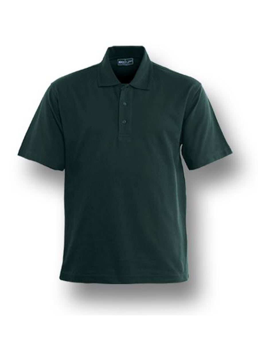 Plain Colour Poly Face Cotton Backing S/S Polo in Bottle Green