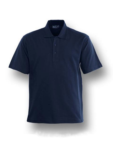 Plain Colour Poly Face Cotton Backing S/S Polo in Navy