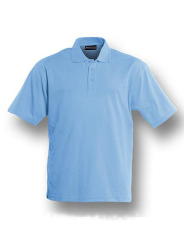 Plain Colour Poly Face Cotton Backing S/S Polo in Sky Blue