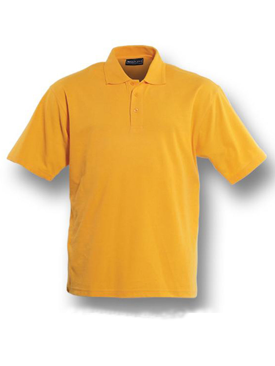 Kids Plain Colour Poly Face Cotton Backing S/S Polo in Gold