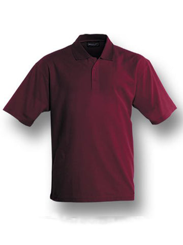 Kids Plain Colour Poly Face Cotton Backing S/S Polo in Maroon