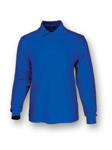 Plain Colour Poly Face Cotton Backing L/S Polo in Royal