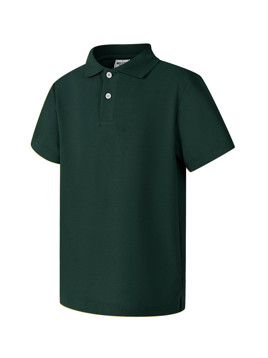 Short Sleeves School Polo in Bottle Green