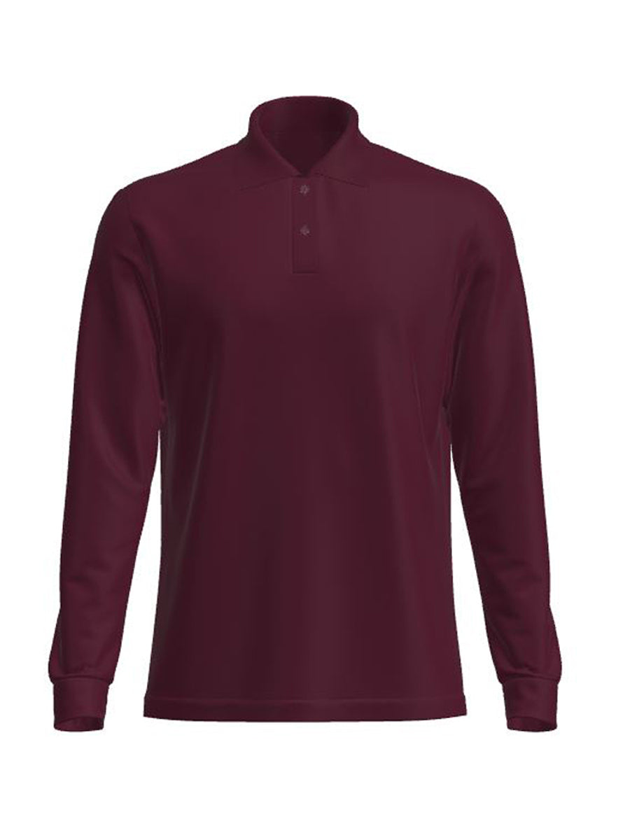 Long Sleeves School Polo in Maroon