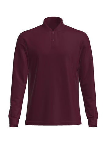 Long Sleeves School Polo in Maroon