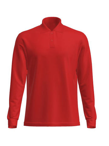 Long Sleeves School Polo in Red