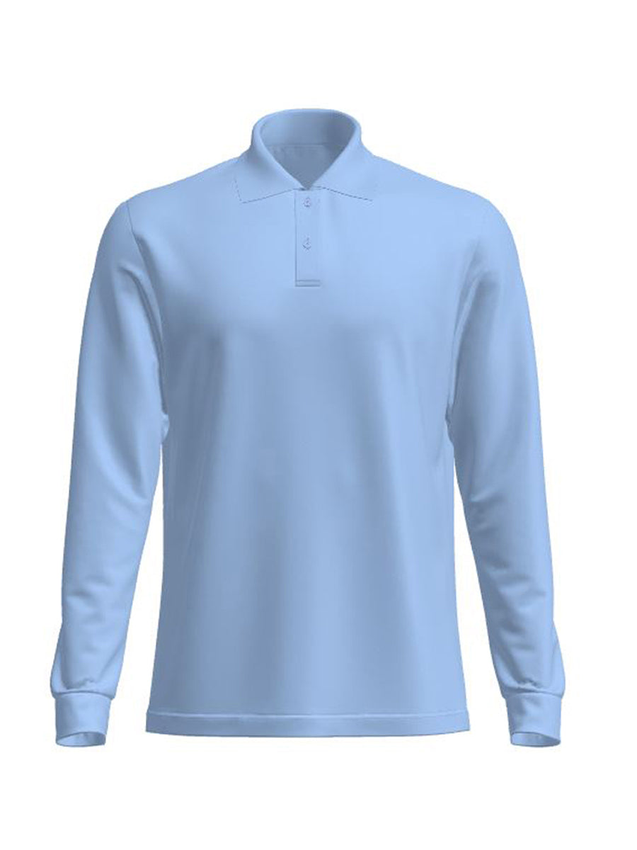 Long Sleeves School Polo in Sky Blue