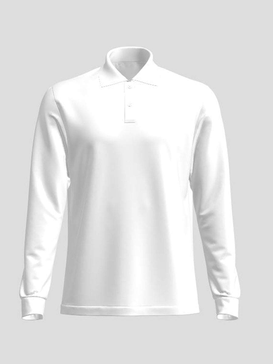 Long Sleeves School Polo in White