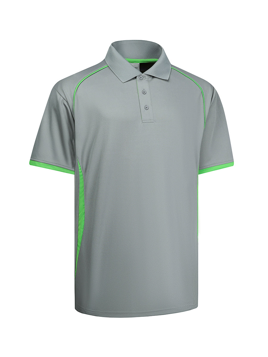 Precision Polo in Grey/Lime