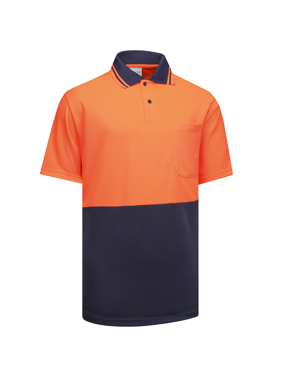 Hi Vis Basic Two Tone Safety Polo in Fluoro Orange/Navy