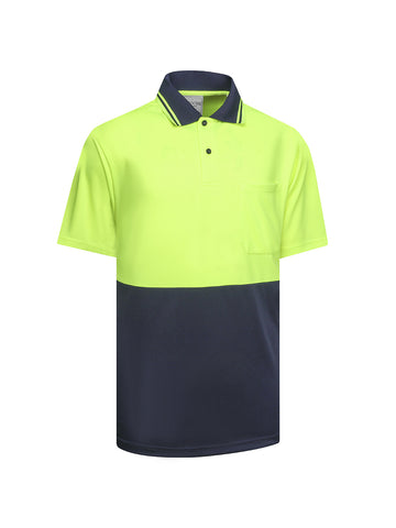 Hi Vis Basic Two Tone Safety Polo in Fluoro Yellow/Navy
