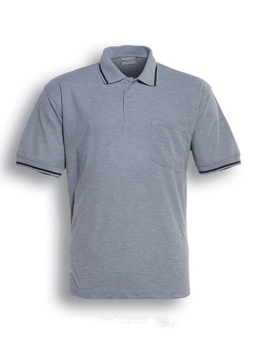 Unisex Adults Pocket Polo in Grey/Navy