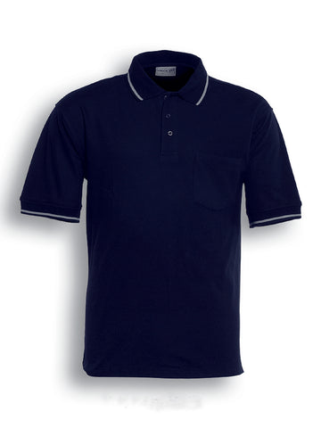 Unisex Adults Pocket Polo in Navy/Grey